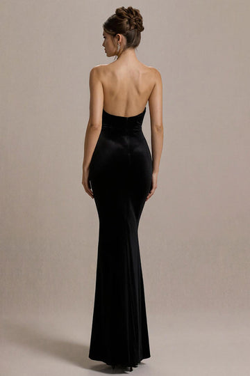 Sparkly Strapless Black Mermaid Evening Dress